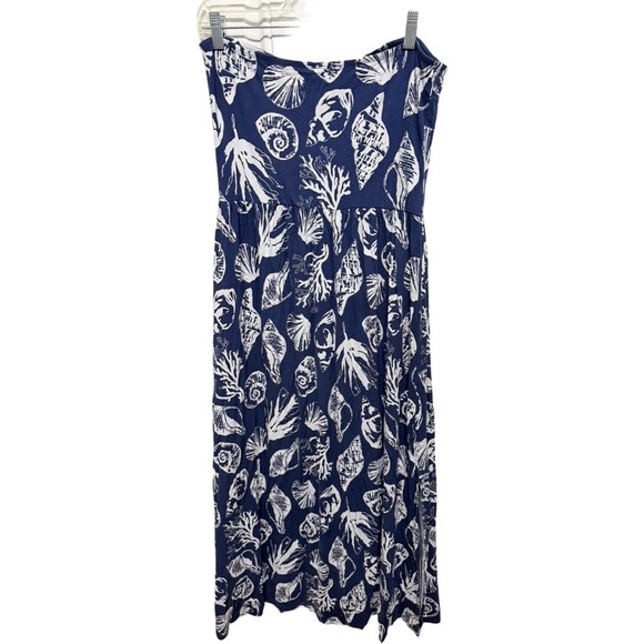 Seashell Vacation Strapless Tube Top MIDI Dress Blue Size Large Beach Venus - Picture 4 of 5